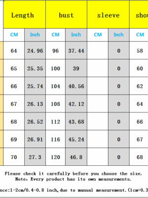 Adriana tshirts sizing chart