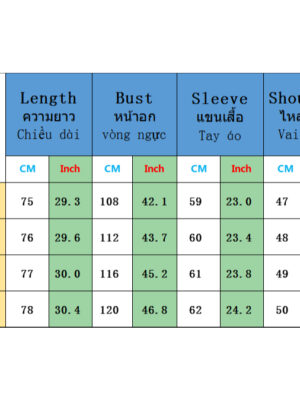 Hafnium jacket sizing chart
